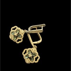 NEW Aquamarine & white topaz .925 earrings